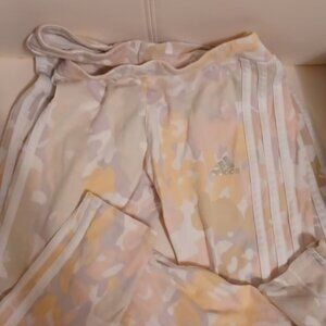 Girls 2 pack adidas leggings size 10/12 Cameo Pink/White/Gray Excellent Cond.